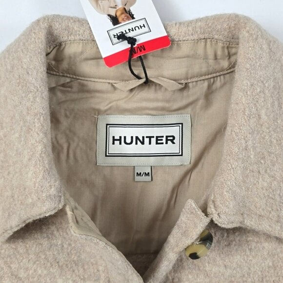 HUNTER Women's Button Down Collared Cream Merino Wool Jacket Pockets Size M - Picture 9 of 15